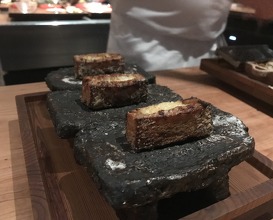 french toast (grand tradition 2008) with aged cheese, truffle & 100- year old Vinegar