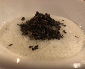 Celery risotto with black truffle and smoked emulsion 