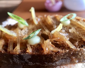 Duck foie gras from Landes, black truffle, ‘opera’ style,lamb’s lettuce and seasoned toast 