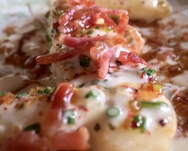 Roast deep sea turbot, Le Touquet potatoes, Vallee d’Aoste Lard d’Arnad & carbonara veloute