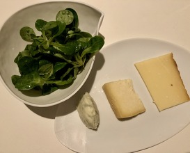 Bernard Mure-Ravaud’s cheese from the alps, lambs lettuce with black truffle