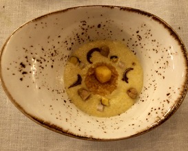 Polenta creamy with corn, lard d’Arnad