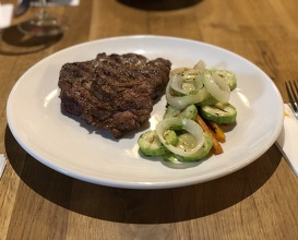 Ribeye steak with roasted vegetables