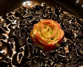 Squid as a risotto, butter flower 