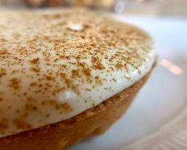 Mushroom and celeriac tart with a surprise inside (a runny egg yolk)