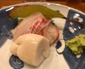 Sea bream (Tai) sashimi and Tai shirako
