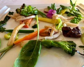 Squid with vegetables from the local garden 