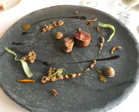 2018 Tender young pigeon, stuffed with olives and foie gras, charcoal roasted with