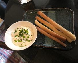 Home made bread sticks with duck Creme 