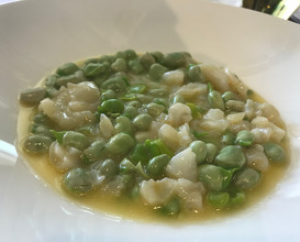 Fava beans, cod tripe with chives
