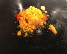 Prawns, apple, curry granita