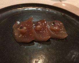 Albacore aged in cedar, okra and salted plum