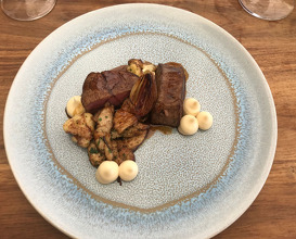 Aged Chalmar Fillet, roasted veal sweetbreads, cauliflower florets and horse radish dressing