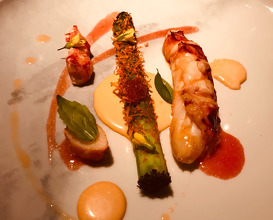 Steamed Asparagus
Lobster Tail and Claw, Blood Orange and Basil