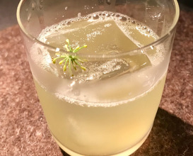 Cocktail with white currant from southern Russia, birch leaves, elderberry, and mint 