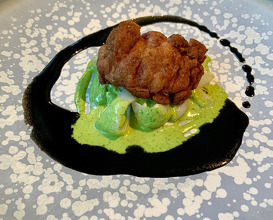 Roasted veal sweetbread, pil-pil cuttlefish ink 