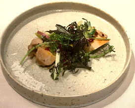 Monkfish liver "Sea foie gras"
Japanese soft leeks with mustard dressing
