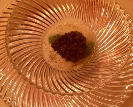 Artichoke potato puree with caviar
