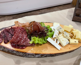 Selection of dried meats and cheeses