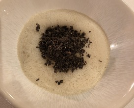 Celery risotto with black truffle and smoked emulsion 