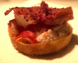 The rest of the langoustine grilled and pressed with last season’s white berries and garden sorrel 