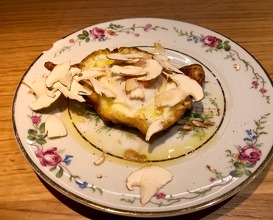 Fried egg with shaved mushrooms