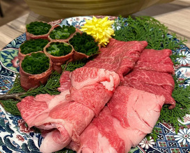 Dinner at 黄金出汁しゃぶと江戸前寿司 肉のあさつ 梅田お初天神店