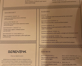 Dinner at Berenjak